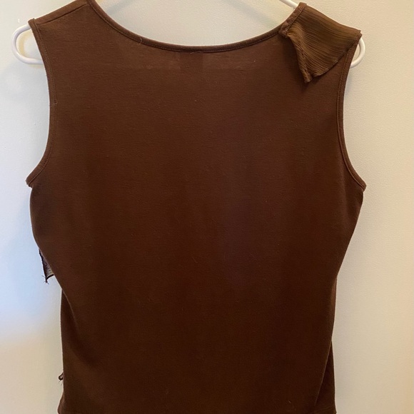 Brown Ruffled Sleeveless Top - Picture 3 of 4